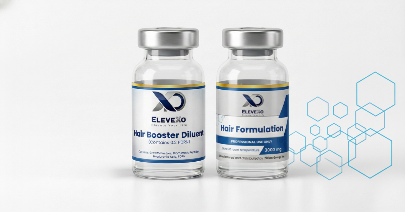 Hair treatment vials used in Elevexo Hair exosome therapy for hair restoration