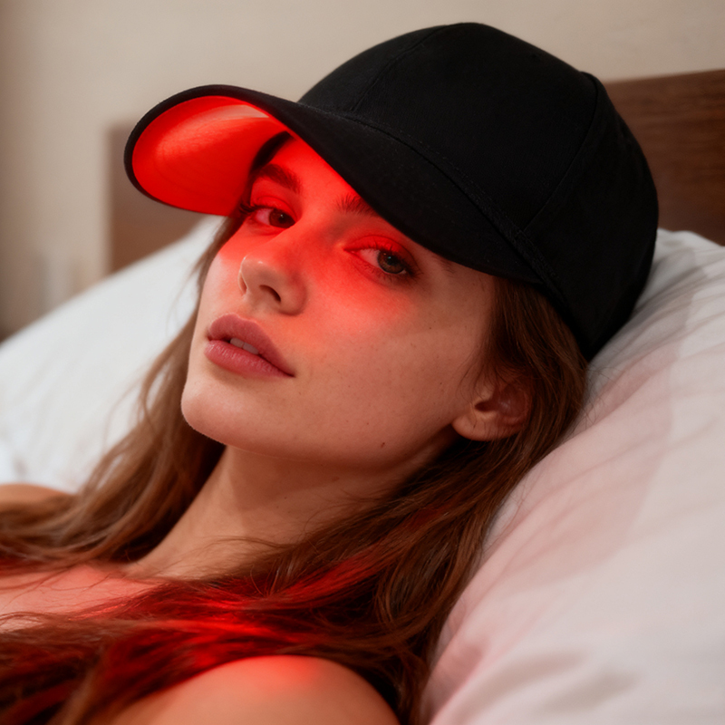 Red light therapy cap with LED lights for hair growth treatment